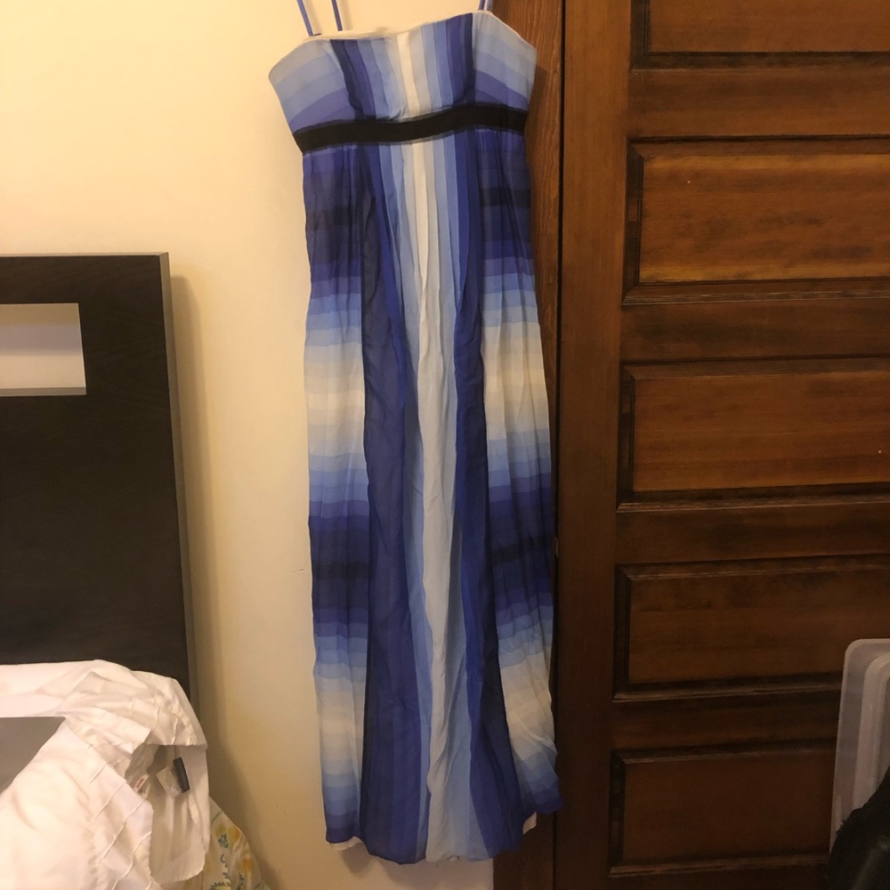 BCBG maxi strapless gown.